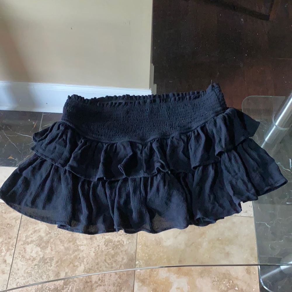 Black Ruffled Smocked Skirt